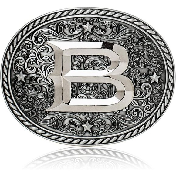 Women\'s Silver B Cowgirl Initial Large Letter Zinc Alloy Imported Belt Buckles main image 5